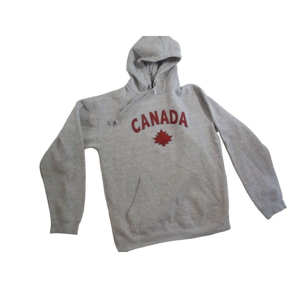 Canada Hoodie Men Sz XL Long Sleeve Gray And Burgandy Big Graphic
